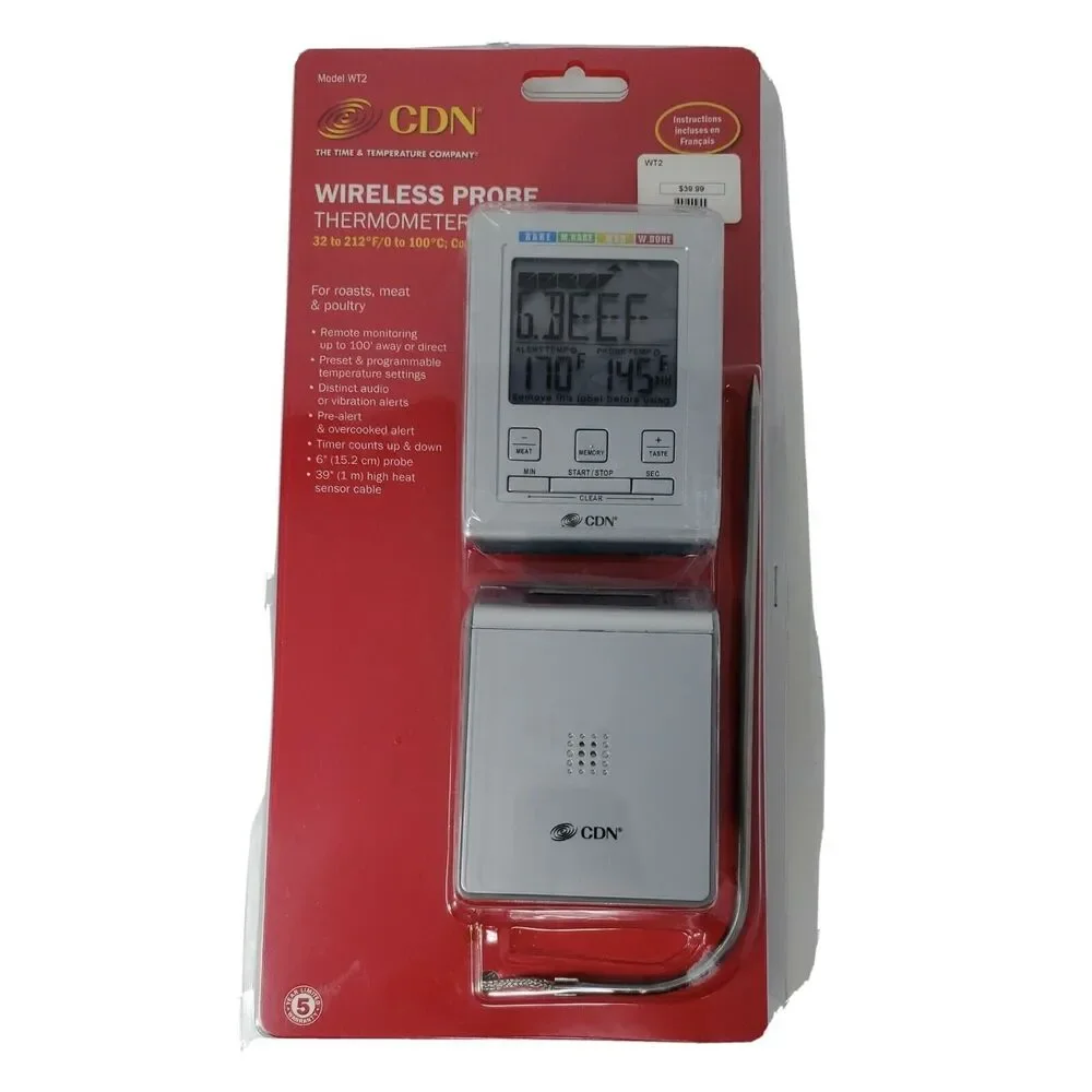 Wireless Probe Thermometer Timer Meat Poultry Roasts NEW Factory Sealed WT2 CDN